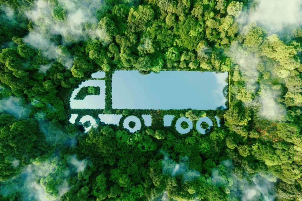 Symbole de la décarbonation du transport routier